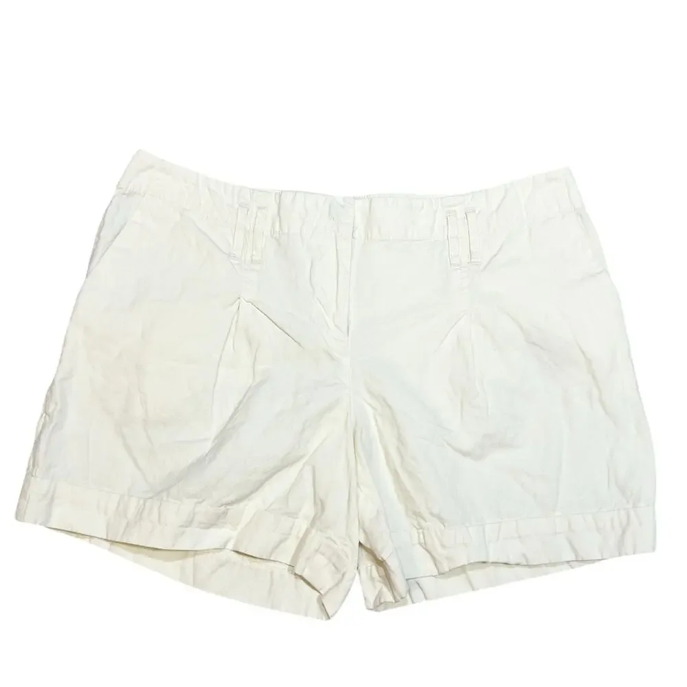 Ann Taylor LOFT Shorts Lot 3 Women 10 White Beige Geometric Linen Blend Casual